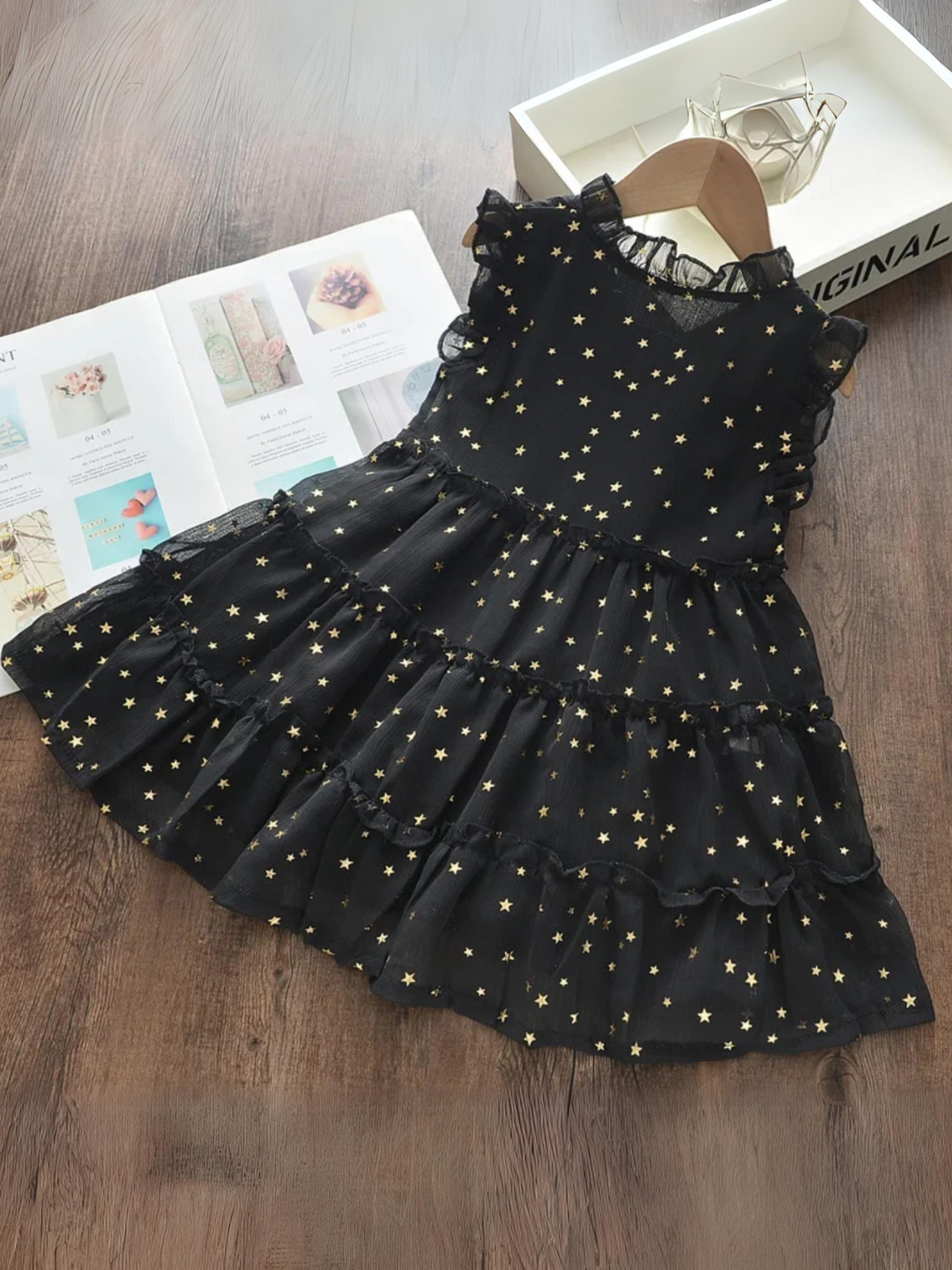 Mia Belle Girls Star Sequin Tiered Dress | Girls Summer Outfits