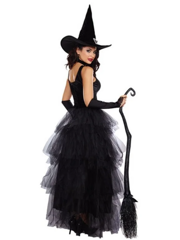 Women Stunning Black Gothic Witch Halloween Costume