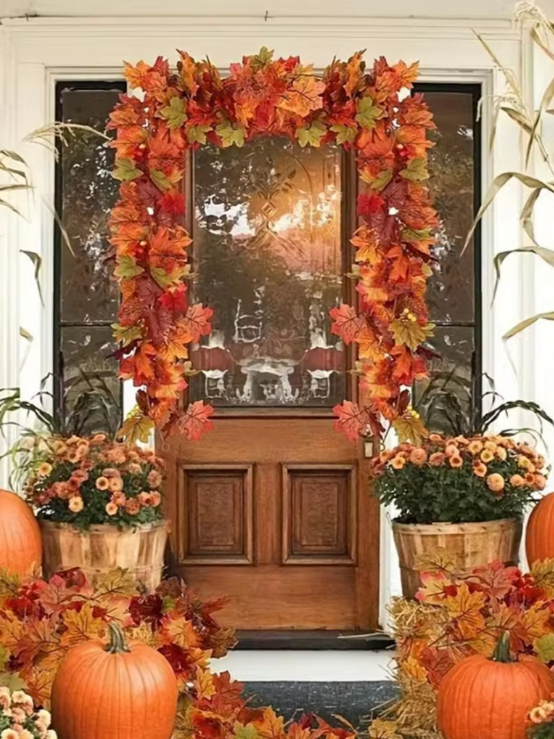 Perfect for Thanksgiving & Halloween  Festive Fall Maple Leaf Garland Decor