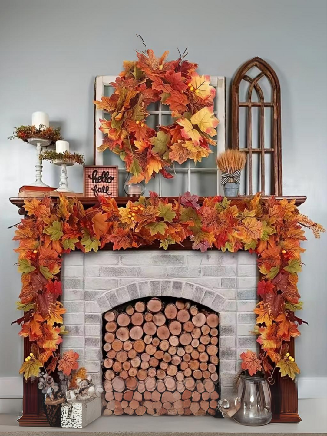 Perfect for Thanksgiving & Halloween  Festive Fall Maple Leaf Garland Decor