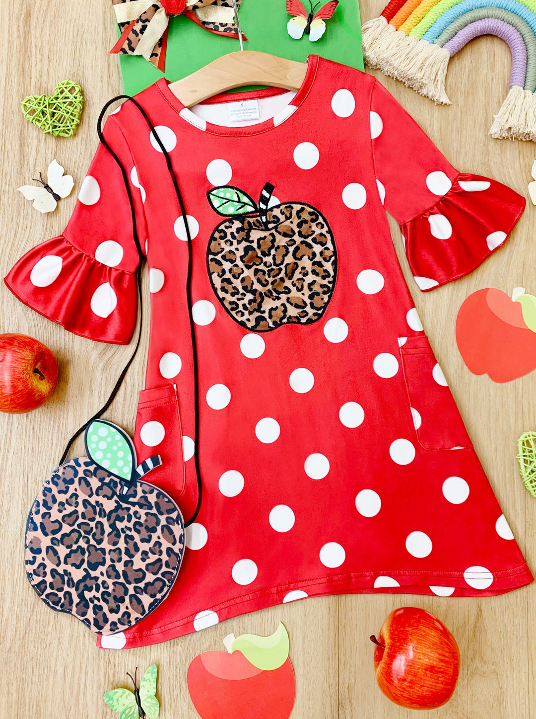 First Day of School Polka Dot Dress Hairbow & Purse | Mia Belle Girls