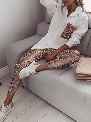 Women's It Girl Oversized Shirt and Snakeskin Legging Set - Mia Belle Girls