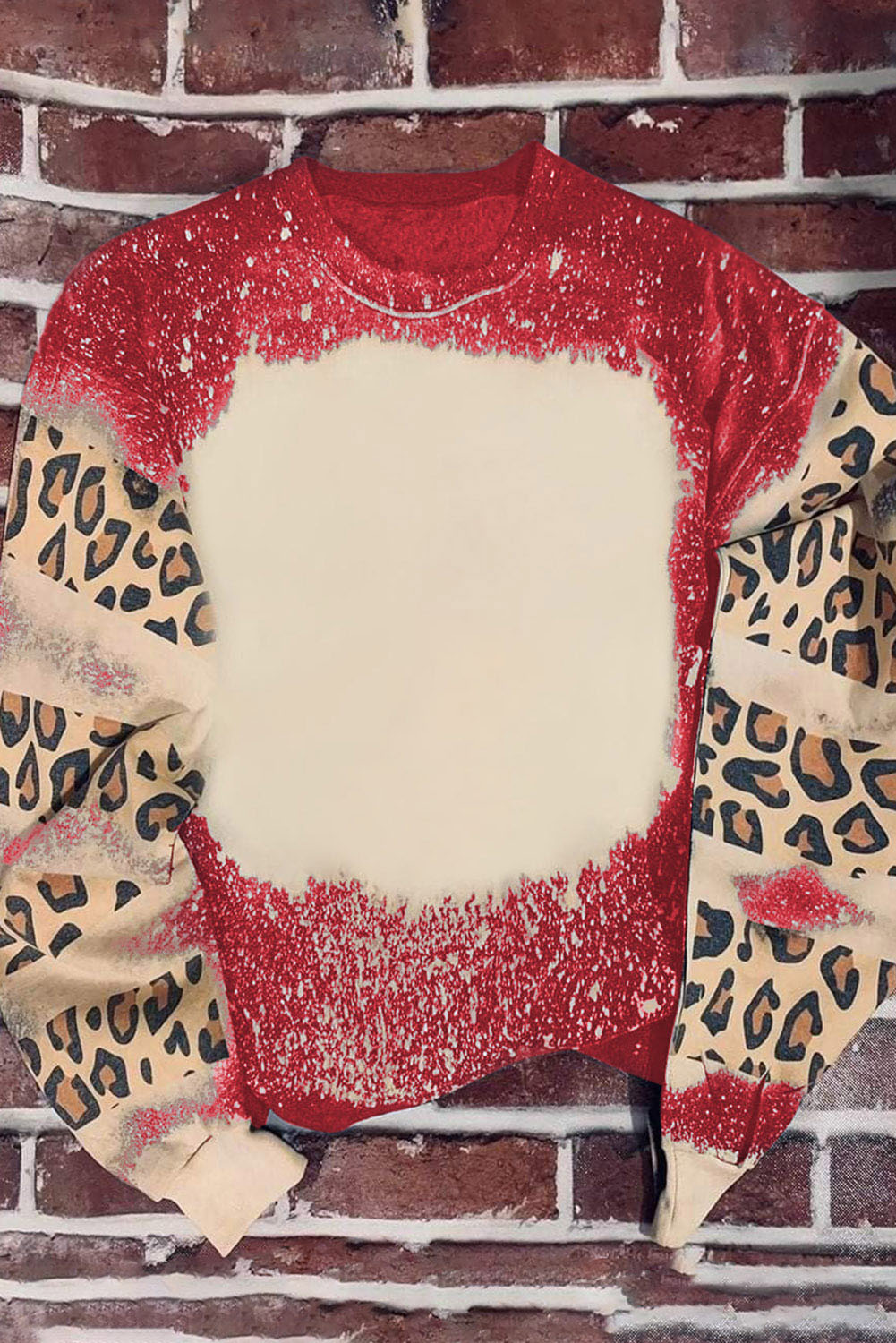 Womens Fiery Red Tie Dye Leopard Drop Shoulder Sweatshirt