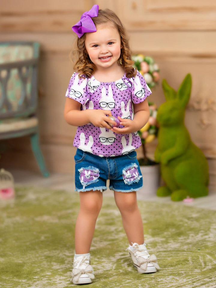 Smart Bunnies Polka Dot Denim Shorts Set