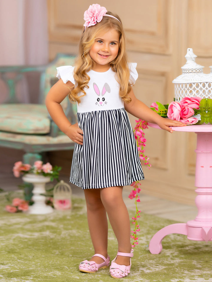 Mia Belle Girls Bunny Striped Skirt Easter Dress | Easter Dresses