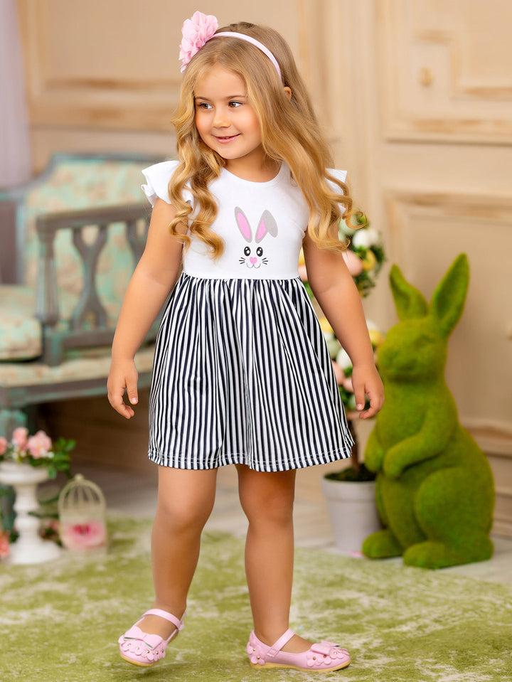 Mia Belle Girls Bunny Striped Skirt Easter Dress | Easter Dresses