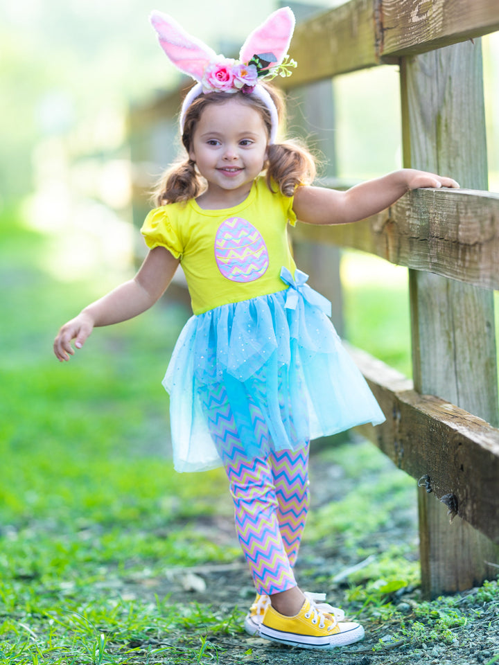 Mia Belle Girls Sequin Tutu Legging Set | Easter Casual Sets