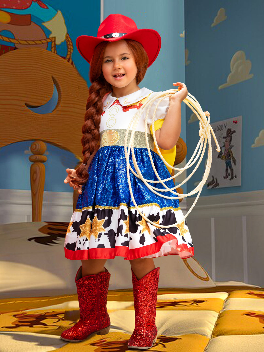 Kids Halloween Costume | Girls Toy Story Jessie Inspired Sparkle Dress