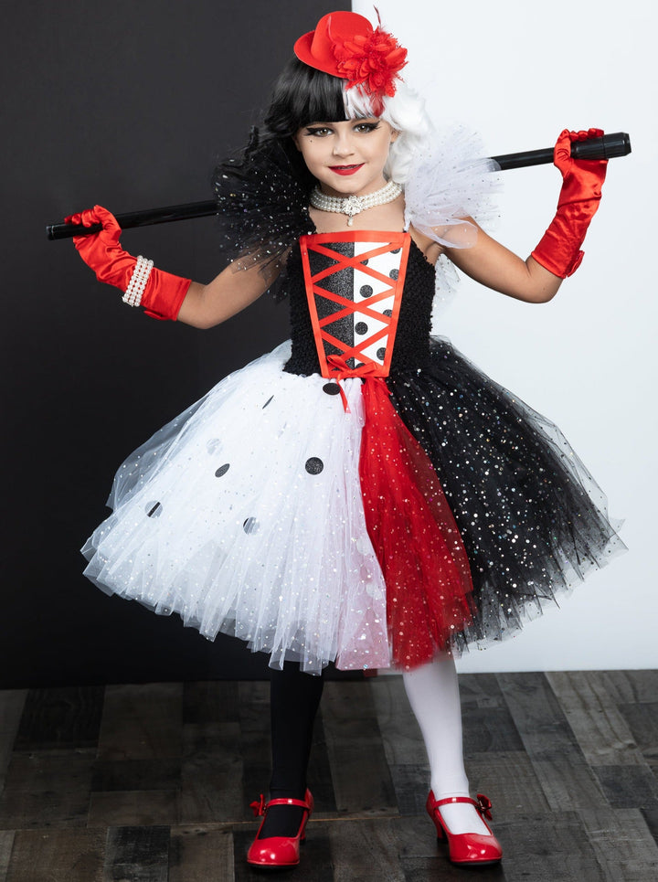 Girls Halloween Costumes | Custom Cruella Tutu Dress | Mia Belle Girls