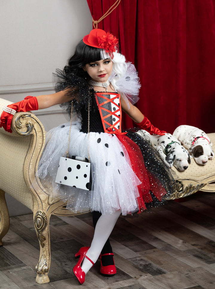 Girls Halloween Costumes | Custom Cruella Tutu Dress | Mia Belle Girls