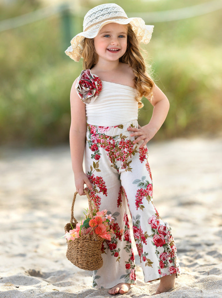 Mia Belle Girls One-Shoulder Palazzo Pants Set | Girls Spring Outfits