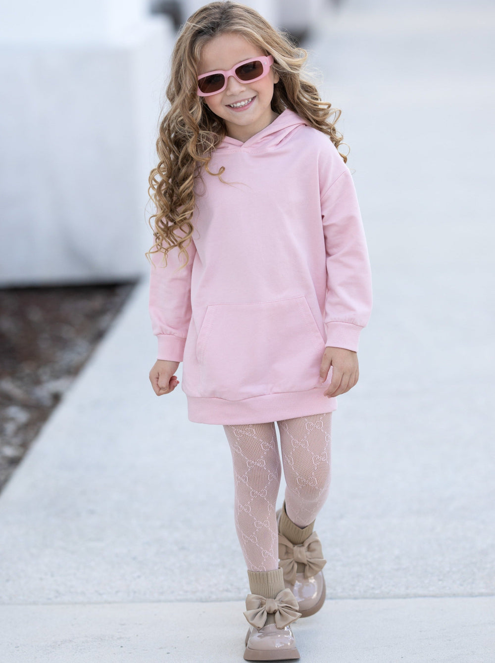 Girls Sweaters | Oversized Pink Kangaroo Hoodie | Mia Belle Girls