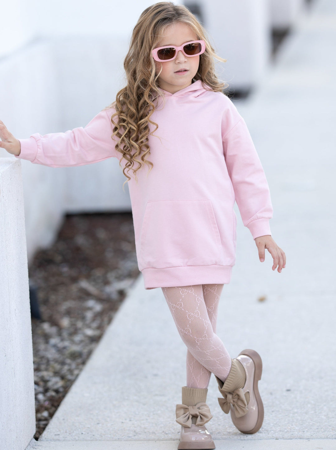 Girls Sweaters | Oversized Pink Kangaroo Hoodie | Mia Belle Girls