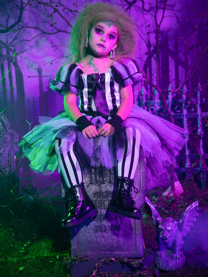 Girls Halloween Costumes | Beetlejuice Inspired Dress - Mia Belle Girls