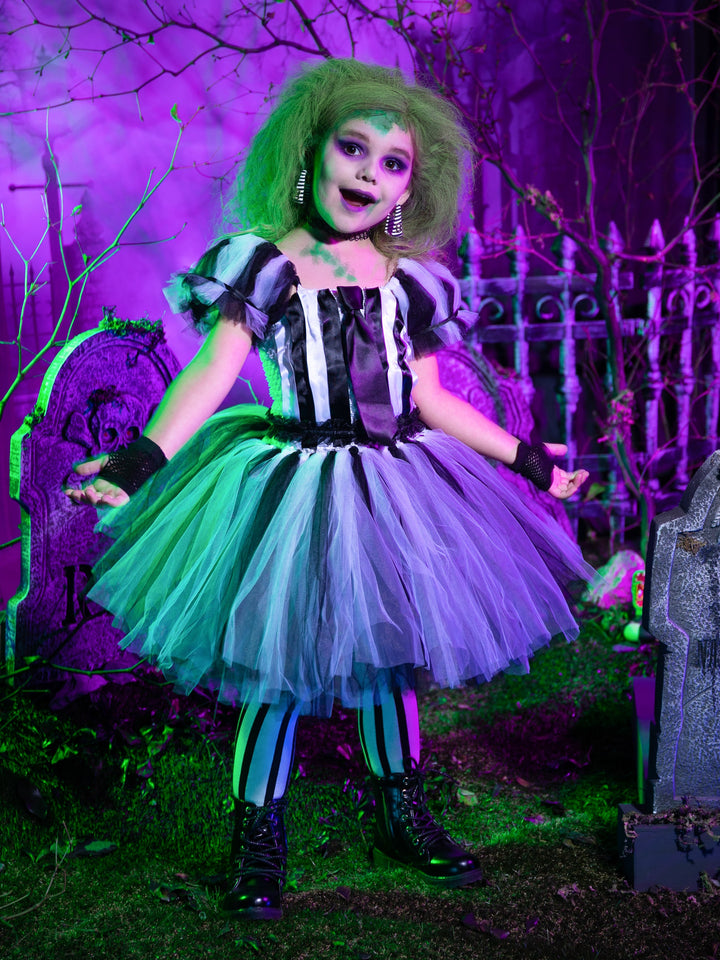 Girls Halloween Costumes | Beetlejuice Inspired Dress - Mia Belle Girls