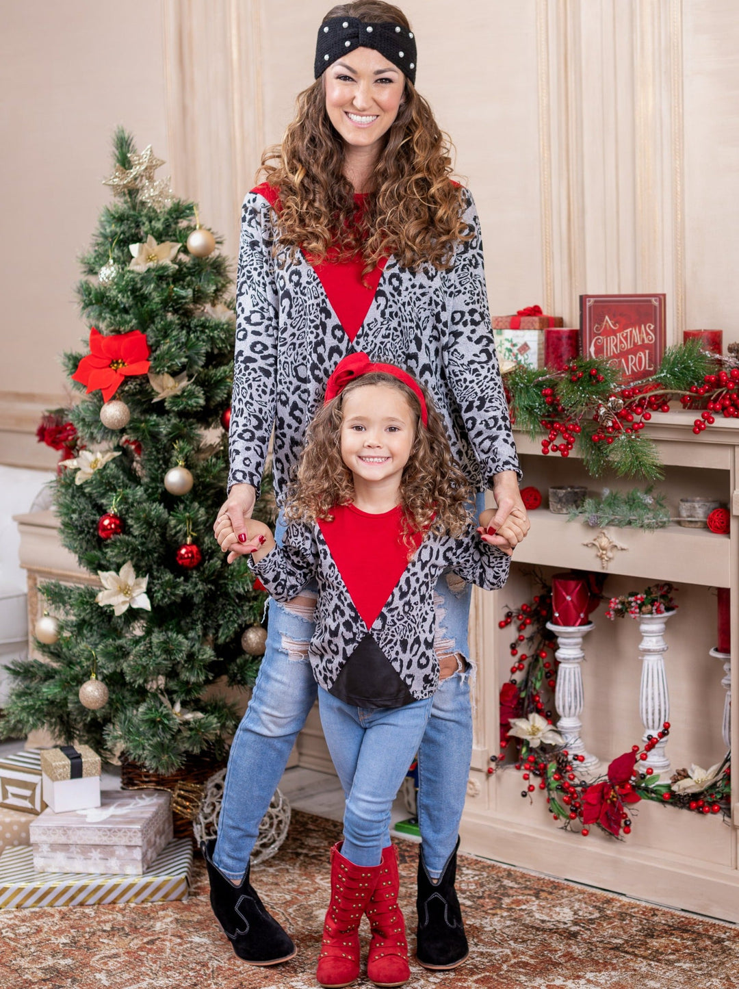 Mommy and Me Matching Tops | Leopard Colorblock Top |  Mia Belle Girls