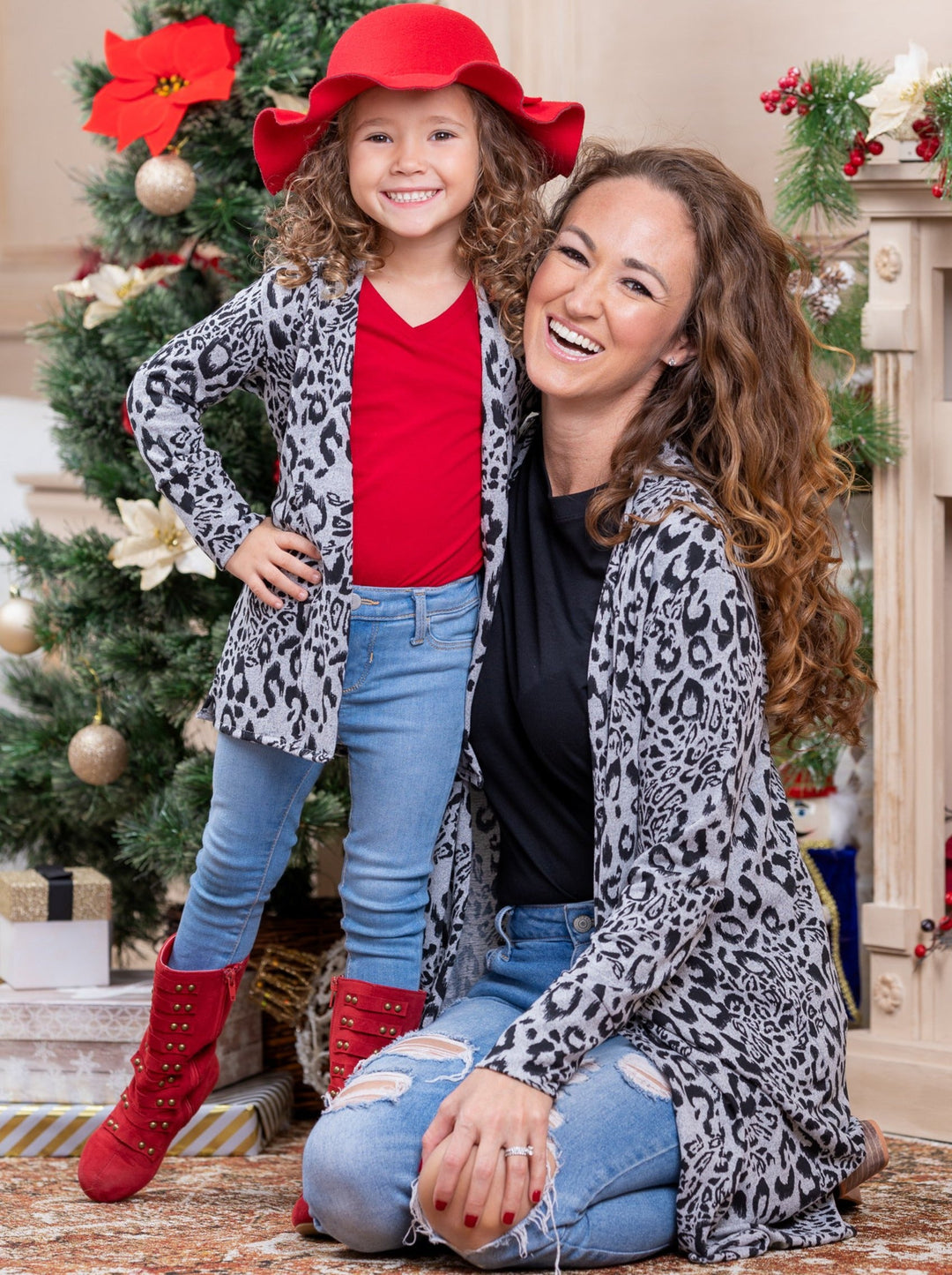 Mommy & Me Sweaters | Snow Leopard Print Cardigan | Mia Belle Girls