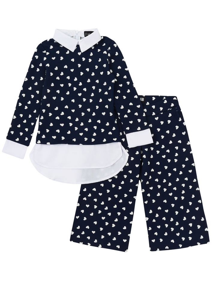 Kids Couture x Mia Belle Girls Mommy & Me Navy Heart Print Dressy Pants Set Size 5/11 Girls XS/M Women