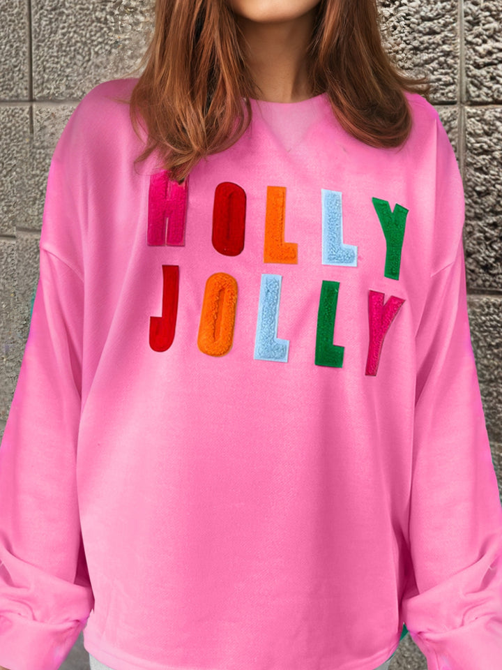 Womens Holly Jolly Graphic Long Sleeve Sweatshirt