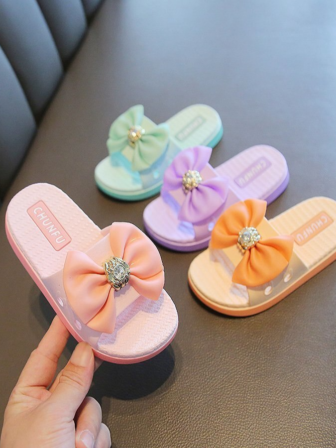 Mia Belle Girls Jeweled Butterfly Knot Slides | Shoes By Liv and Mia