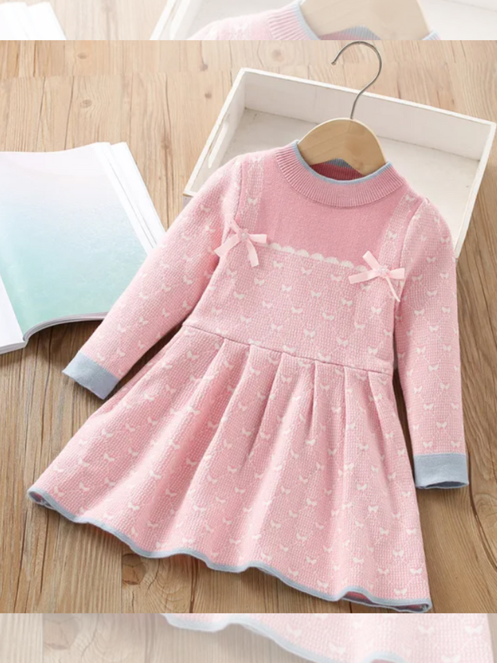 Sweet Charm Bow Detailed Knit Sweater Dress