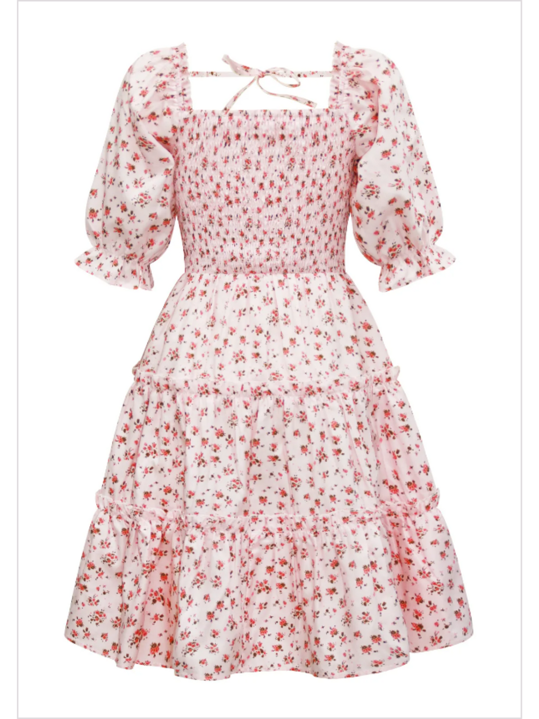 Mia Belle Girls Pink Puff Sleeve Floral Dress | Mommy And Me