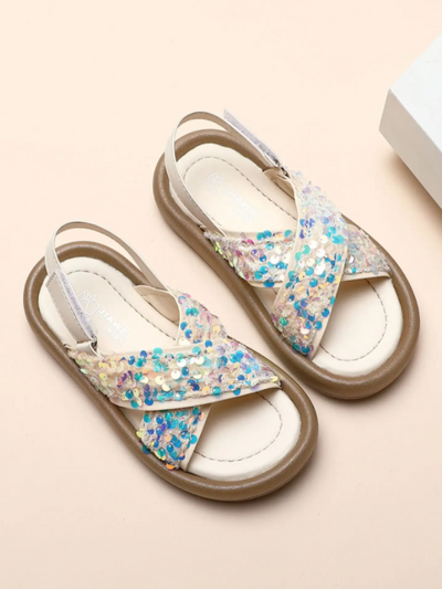 Shimmer Stride Sequin Sandals By Liv and Mia