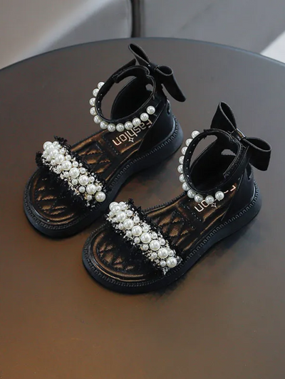 Chic and Stylish Girls' Sandals with Pearl Accents By Liv and Mia