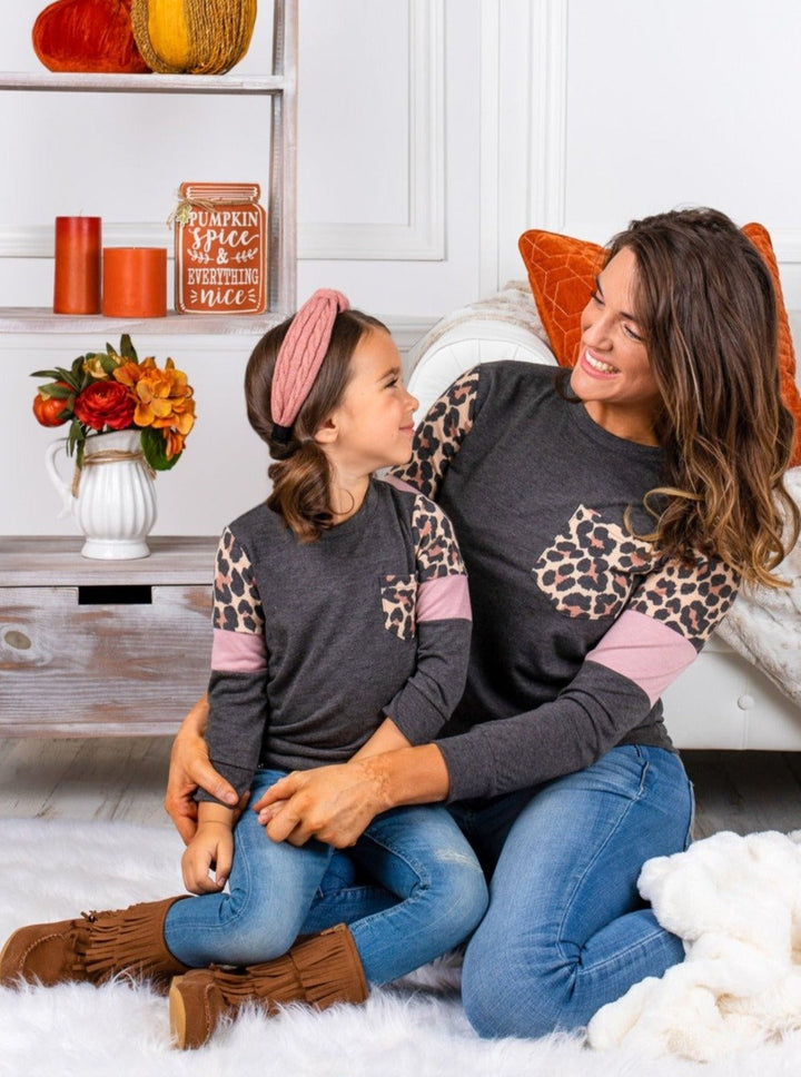 Mommy and Me Matching Tops | Leopard Print Colorblock Tops | Girls Clothes