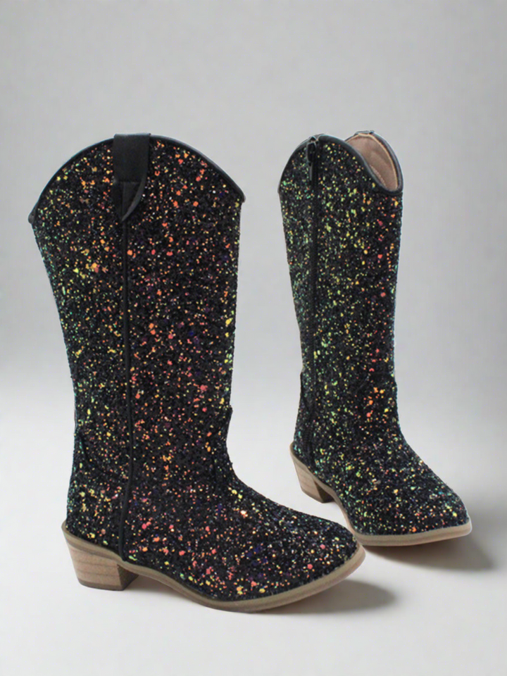 Kids Shoes By Liv & Mia | Girls Glittery Knee High Cowboy Boots 