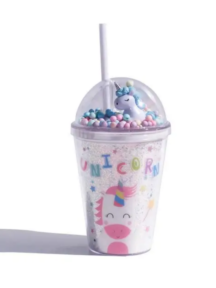 Girls Magical Unicorn Glitter Tumbler with Dome Lid