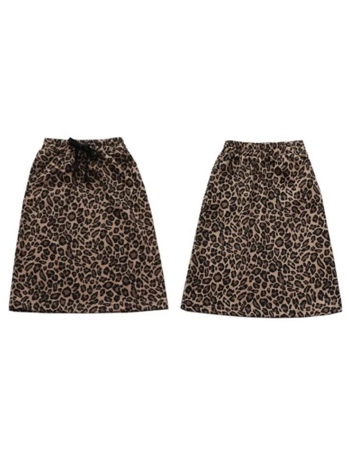 Girl's Leopard Print Stylish and Trendy Midi Skirt