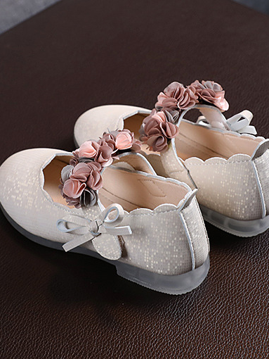 Shoes By Liv & Mia | Floral Arch Ribbon Sparkle Flats - Mia Belle Girls