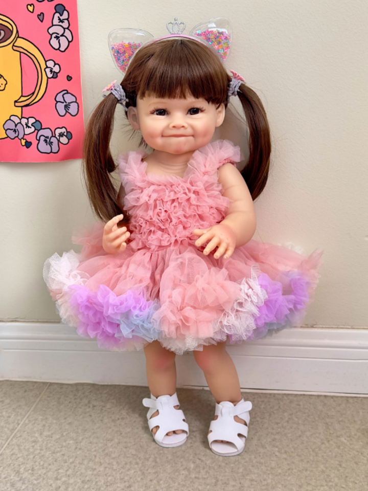 22" Cute and Cuddly Lifelike Doll in Fluffy Pink Tutu Dress