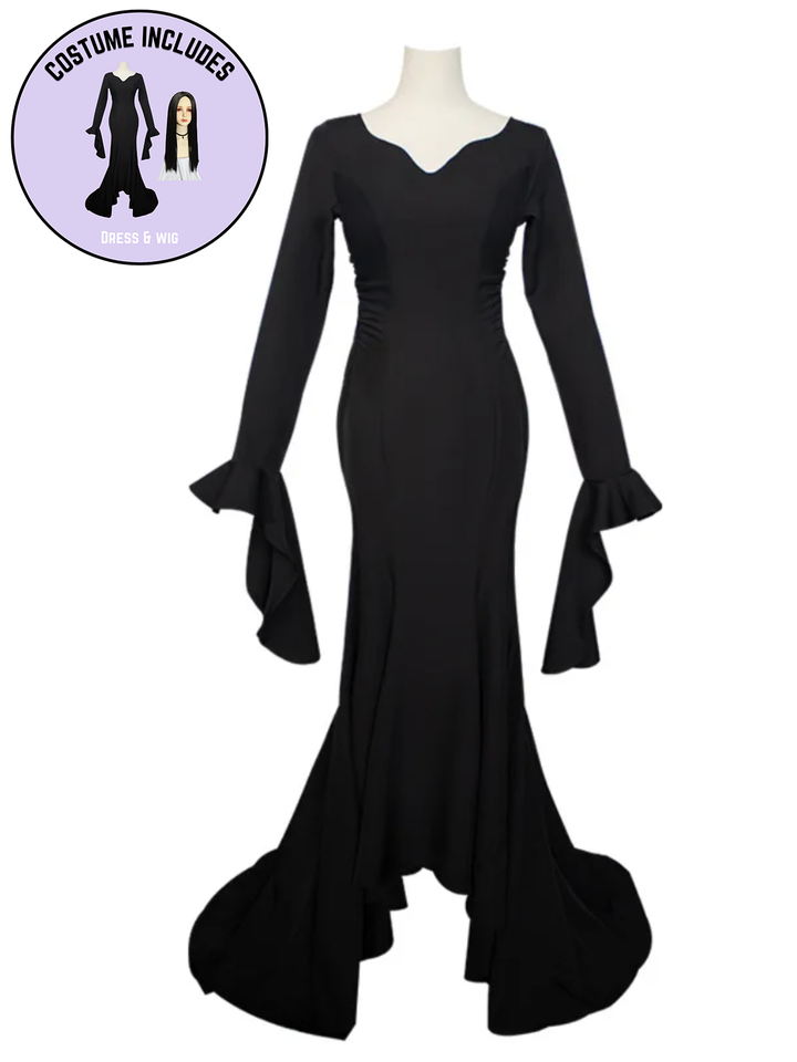 Womens Morticia Spooky Costume Dress