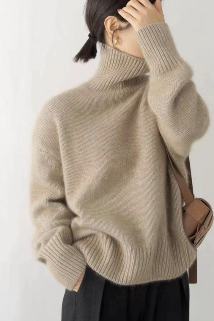 Womens Elegant Cozy Warm Solid Color Turtleneck Sweater