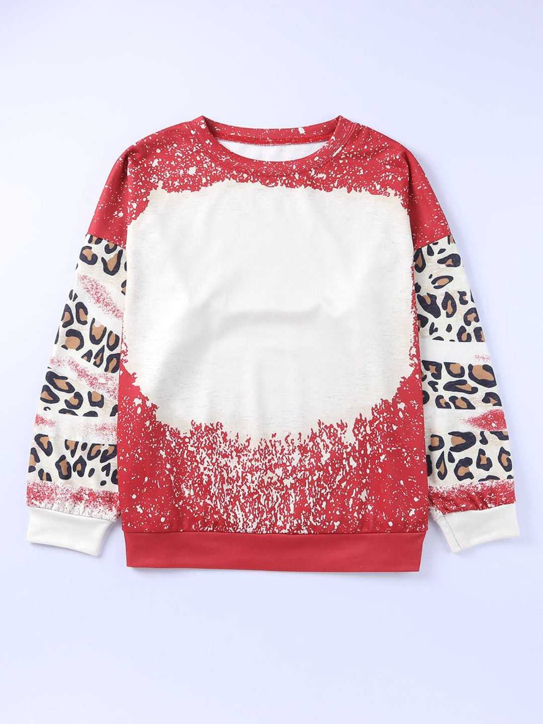 Womens Fiery Red Tie Dye Leopard Drop Shoulder Sweatshirt