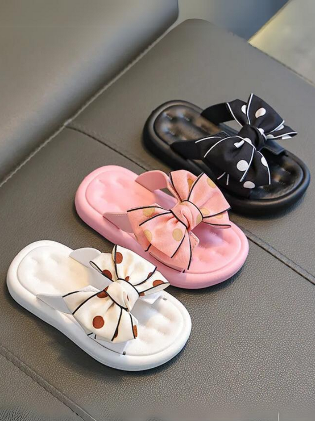 Mia Belle Girls Polka Bow Slides | Shoes By Liv And Mia