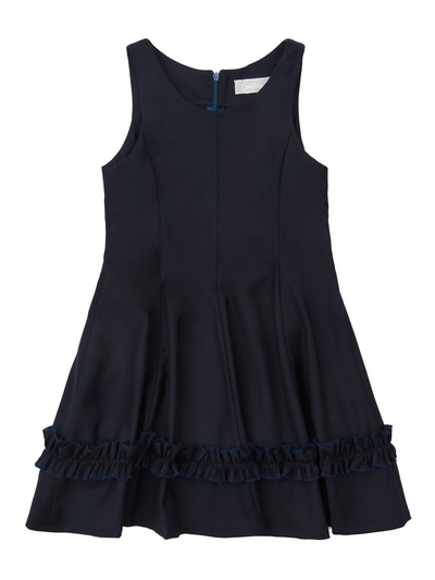 Classic Elegance Ruffle Front Navy Dress by Kids Couture