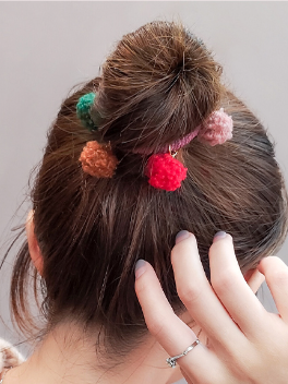 Girls Pompom Balls Elastic Hairbands