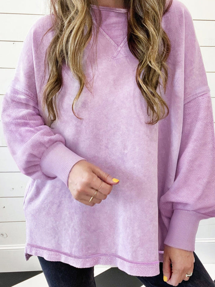 Orchid Petal Mineral Wash Drop Shoulder Pullover Sweatshirt