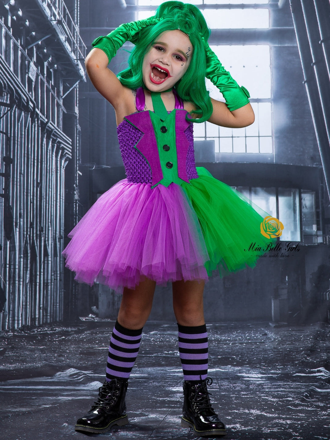 Girls Halloween Costumes | Joker Inspired Tutu Dress - Mia Belle Girls