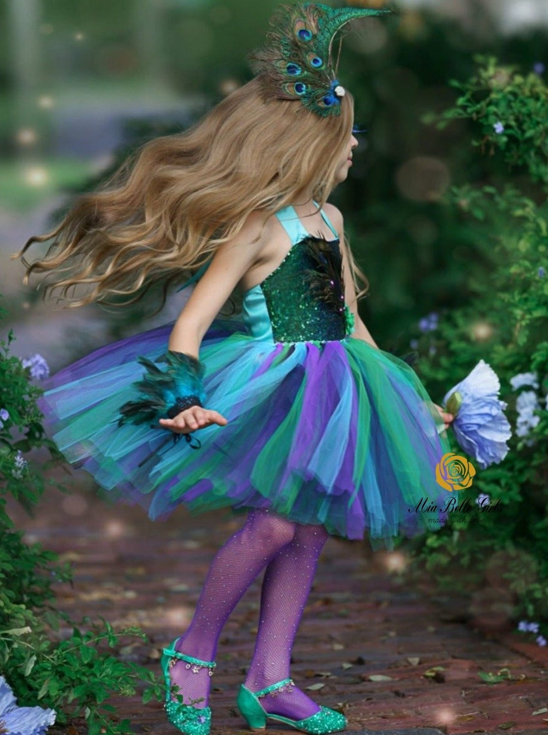 Girls Halloween Costumes | Peacock Fairy Tutu Dress - Mia Belle Girls