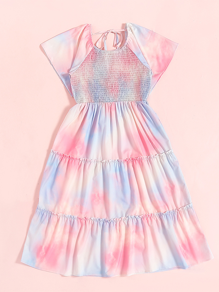 Mia Belle Girls Pastel Tie Dye Smock Dress | Mommy And Me Outfits