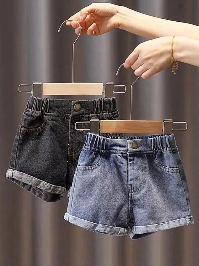 Kids Denim Clothes | Elastic Waist Denim Shorts | Mia Belle Girls