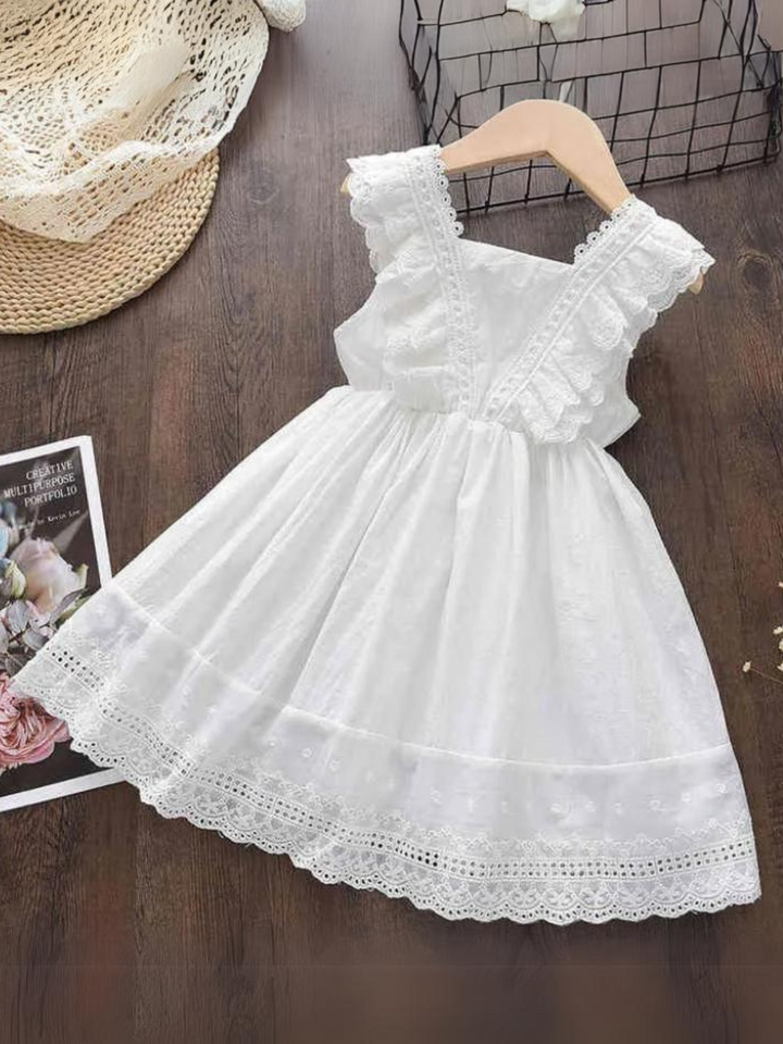 Girls Whispering White Lace Delight Dress