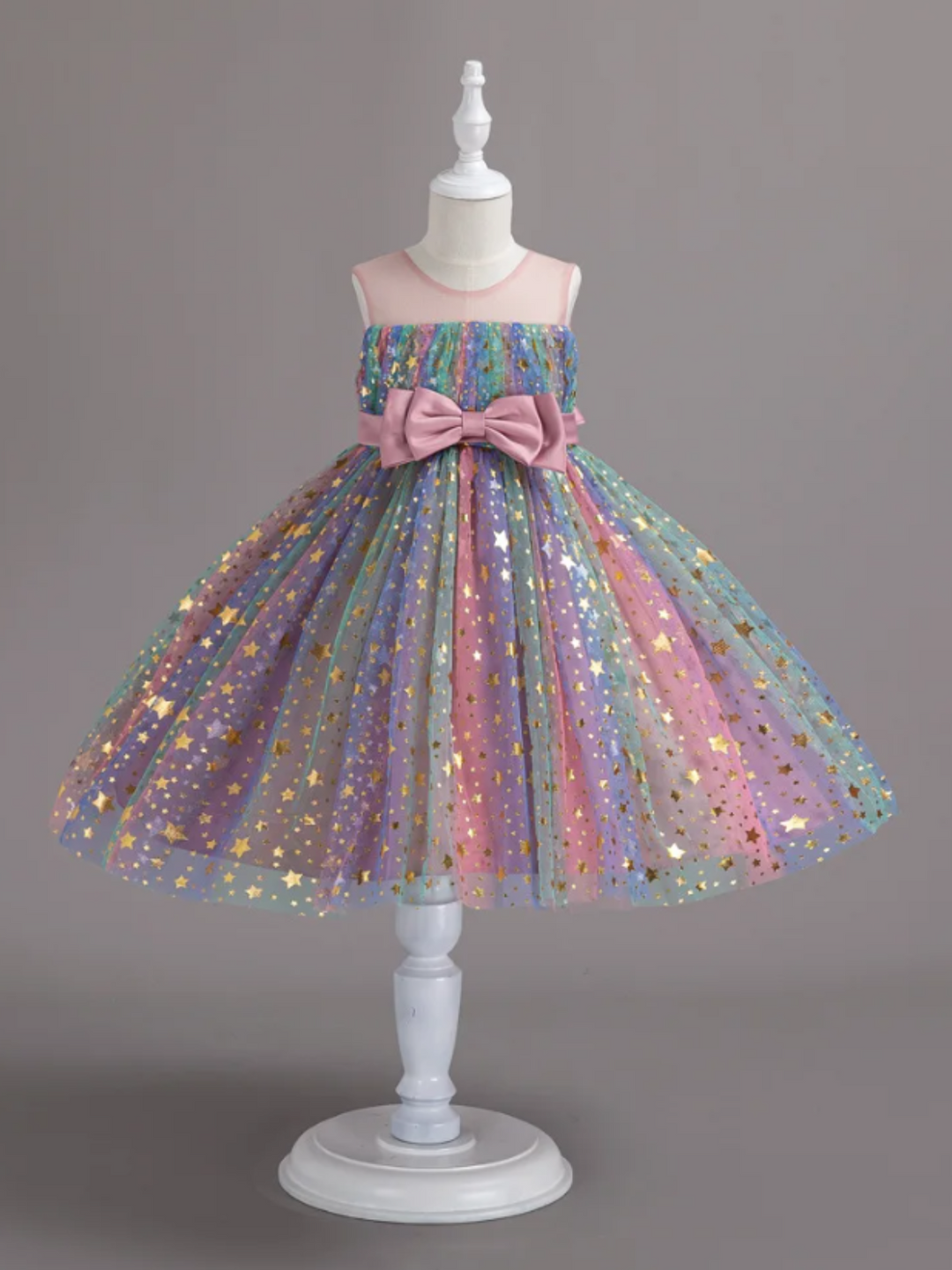 Mia Belle Girls Star Sequin Tulle Dress | Girls Spring Formal Dresses