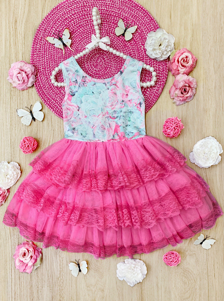 Mia Belle Girls Pink Lace Tiered Ruffle Dress | Easter Dresses