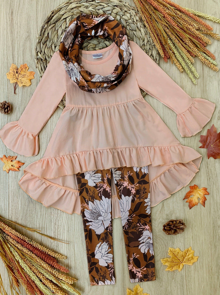 Blossom Tunic, Scarf & Leggings Set - Mia Belle Girls