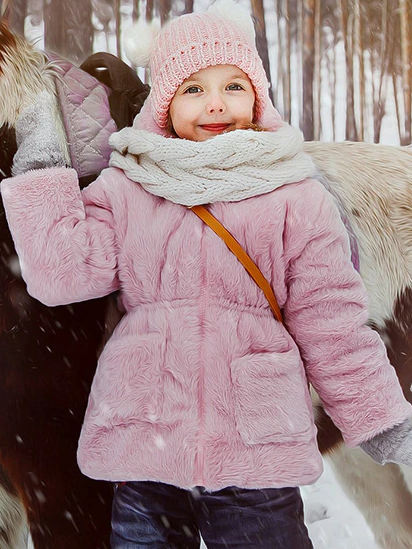 Girls Winter Tops | Plush Bear Ear Hoodie Fleece Jacket